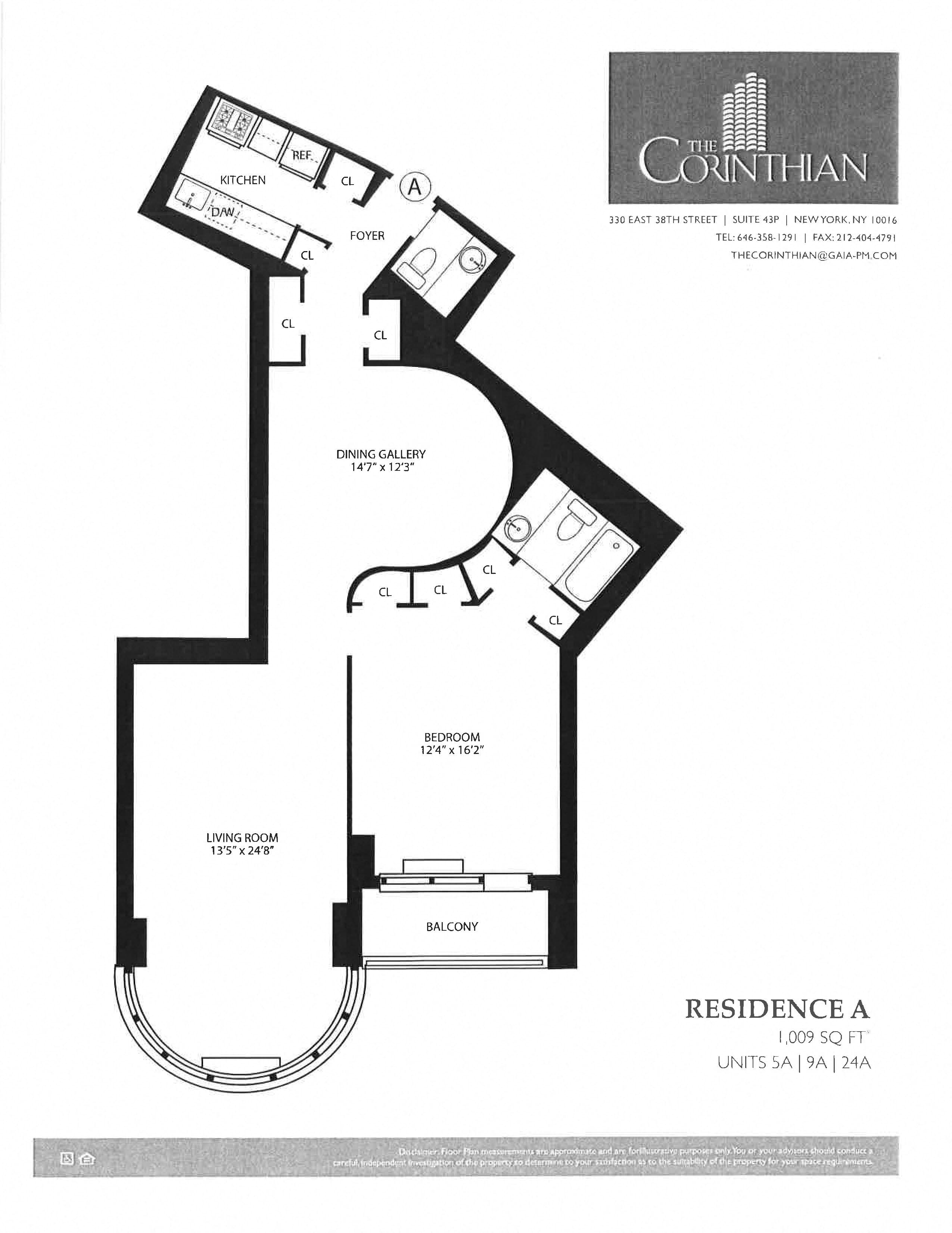 Floor plan for 1 bed, 1.5 baths, 967 sqft